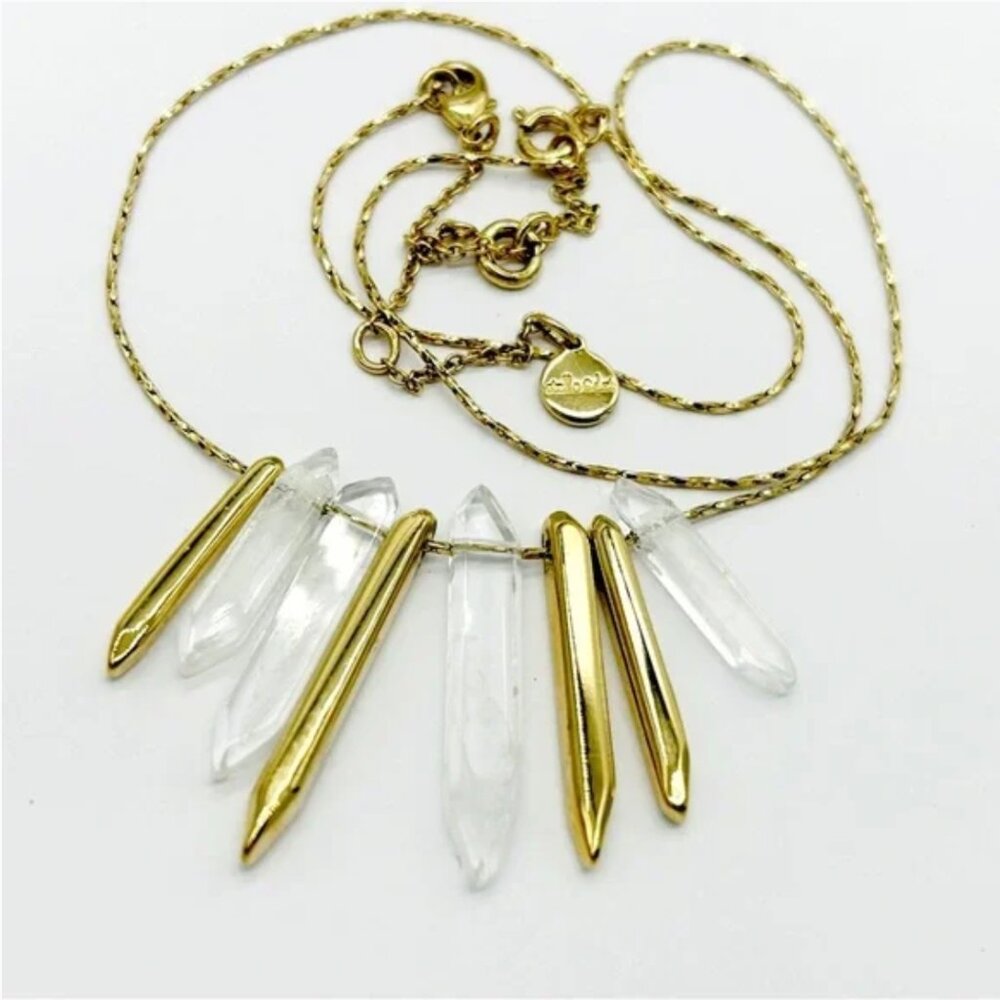 Stella & Dot Rebel Cluster Gold Quartz Crystal Necklace